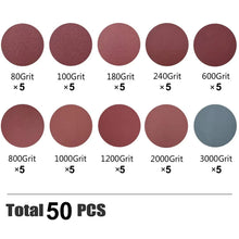 Load image into Gallery viewer, 50 Pack 150mm Hook It Disc MIXED GRITS P80- P3000
