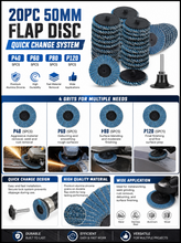 Load image into Gallery viewer, 20pc 50mm Quick Change Flap Disc Set
