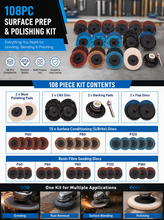 Load image into Gallery viewer, 108pcs 2Inch Roll Lock Sanding Disc Kit with Backing Pad Quick Change Discs
