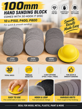 Load image into Gallery viewer, 31PC Sanding Disc 100mm P150-P800 WITH BLOCK

