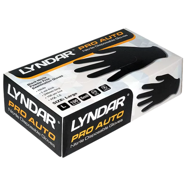AUTO BLACK NITRILE GLOVES MEDIUM (BOX 100)